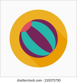 Beach ball flat icon with long shadow