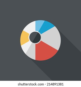 Beach ball flat icon with long shadow