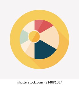 Beach ball flat icon with long shadow