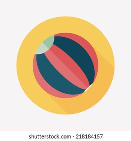 Beach ball flat icon with long shadow