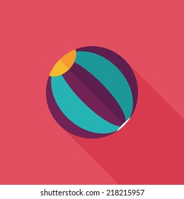 Beach ball flat icon with long shadow