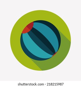 Beach ball flat icon with long shadow