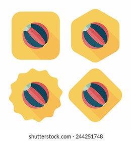 Beach ball flat icon with long shadow