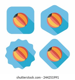 Beach ball flat icon with long shadow