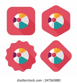 Beach ball flat icon with long shadow