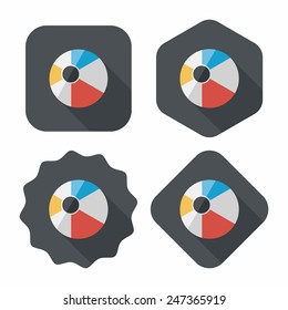 Beach ball flat icon with long shadow
