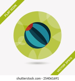Beach ball flat icon with long shadow