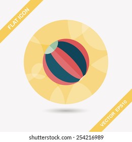 Beach ball flat icon with long shadow