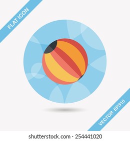 Beach ball flat icon with long shadow