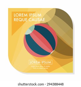 Beach ball flat icon with long shadow
