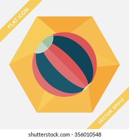 Beach ball flat icon with long shadow