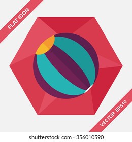 Beach ball flat icon with long shadow