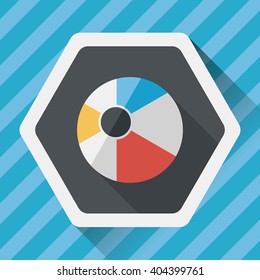 Beach ball flat icon with long shadow