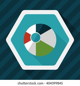 Beach ball flat icon with long shadow