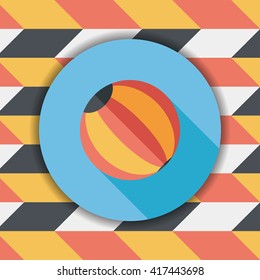 Beach ball flat icon with long shadow