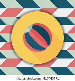 Beach ball flat icon with long shadow