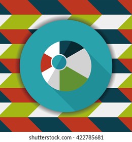 Beach ball flat icon with long shadow