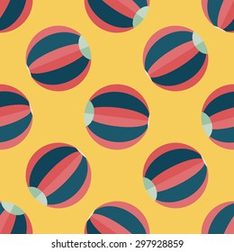 Beach ball flat icon seamless pattern background