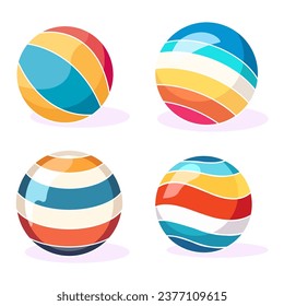 Beach Ball Flat Illustrations Collection