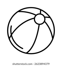 Beach ball flat line icon on white background. Ball line icon, beachball sign on white background. Vector eps 10