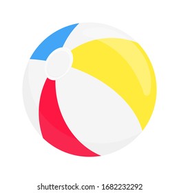 Beach ball flat style design vector illustration icon sign isolated on white background. Retro styled toy for summer games or holidays