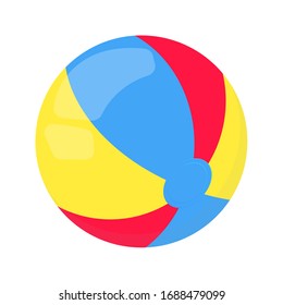 Beach ball flat style design vector illustration icon sign isolated on white background. Retro styled toy for summer games or holidays