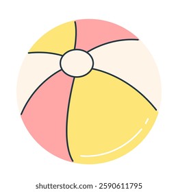 Beach ball in flat style isolated on white background. Summer vector clipart.