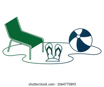 beach ball with flip flops and chair
