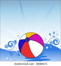 beach ball floating on water with waves