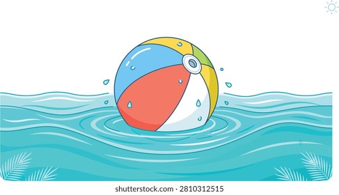 Beach ball floating in water