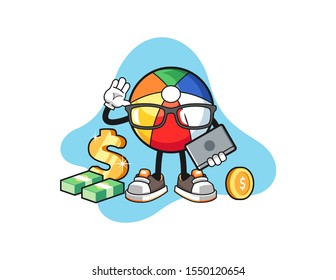 Beach ball freelancer cartoon. Mascot Character vector.