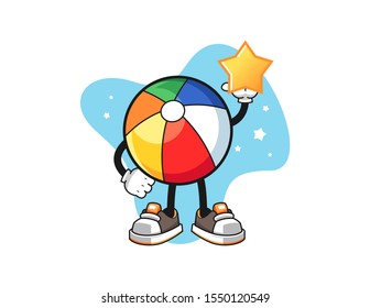 Beach ball hold a star cartoon. Mascot Character vector.