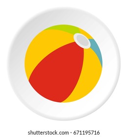 Beach ball icon in flat circle isolated vector illustration for web