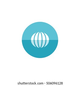 Beach ball icon in flat color circle style.