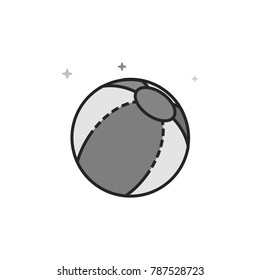 Beach ball icon in flat outlined grayscale style. Vector illustration.