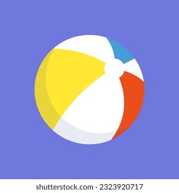 Beach ball icon in flat style. Beach ball vector illustration on blue background.