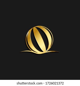 Beach, ball, icon gold icon. Vector illustration of golden style