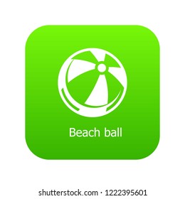 Beach ball icon green vector isolated on white background