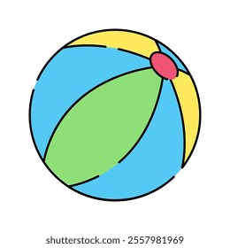 Beach Ball Icon Illustration with bright color palette in flat design style. Perfect for vacation, travel, and summer themed designs.
