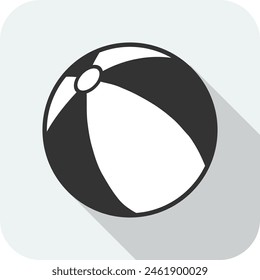 Beach ball, beach ball icon isolated on gray background with shadow. Vector, design illustration. Vector.