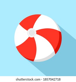 Beach ball icon with long shadow isolate on blue background.