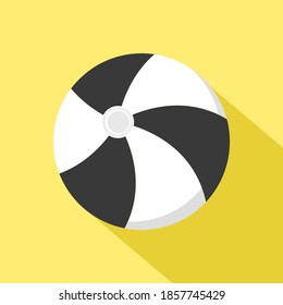 Beach ball icon with long shadow isolate on yellow background.