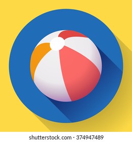 Beach Ball icon. Modern Flat style with a long shadow.