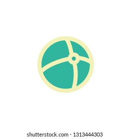 Beach ball icon on white background, Simple illustration of beach ball vector icon for web - Vector