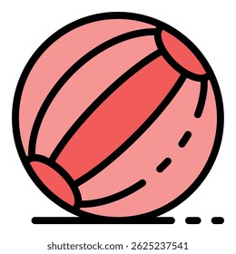 Beach ball icon. Outline beach ball vector icon color flat isolated