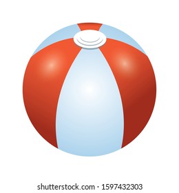 beach ball icon over white background, colorful design, vector illustration