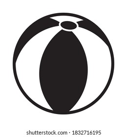 beach ball icon over white background, silhouette style, vector illustration