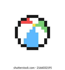 Icono de bola de playa en diseño de arte de píxeles aislado en fondo blanco, símbolo de signo vector
