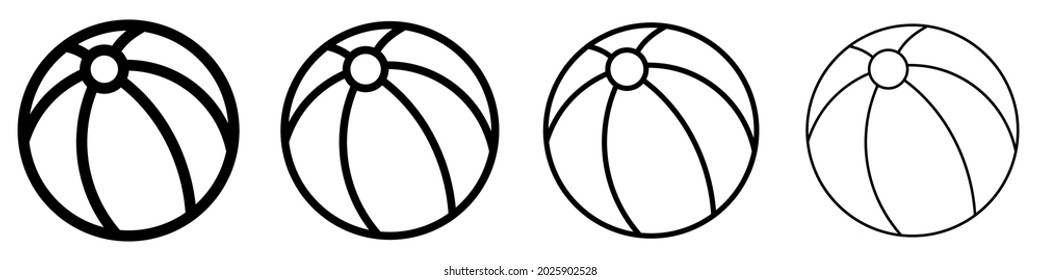 Beach ball icon. Set of black balls. Vector illustration. Beach ball vector icons.