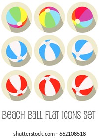 Beach ball icon set. Flat vector